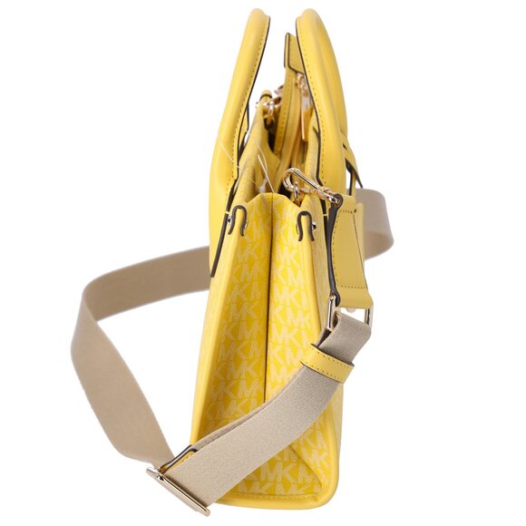 Michael Kors Mirella Small Top Zip Crossbody Bag Golden Yellow MK Signature - Picture 2 of 4